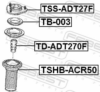 FEBEST Protective Cap/Bellow, shock absorber Front Axle TSHB-ACR50  TOYOTA,AVENSIS Station Wagon (ZRT27, ADT27)