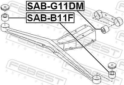 FEBEST Mounting, differential SAB-B11F  SUBARU,FORESTER (SG),IMPREZA Stufenheck (GD),FORESTER (SF),IMPREZA Station Wagon (GG),IMPREZA Stufenheck (GC)
