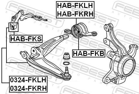 FEBEST Arm Bushes HONDA HAB-FKS 50280SMGE00,50280SMGE01,50280SMGE02 Suspension Bushes,Wishbone Bushes,Control Arm-/Trailing Arm Bush 50285SMGE00