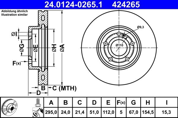 ATE Brake disc Vented 24.0124-0265.1 Brake rotor,Brake discs MERCEDES-BENZ,A-Klasse (W177),B-Klasse (W247),A-Klasse Limousine (W177),CLA Coupe (C118)
