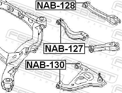 FEBEST Arm Bushes NISSAN,INFINITI NAB-127 551200P000,5512010Y00,5512160U00 Suspension Bushes,Wishbone Bushes,Control Arm-/Trailing Arm Bush 5513070T00