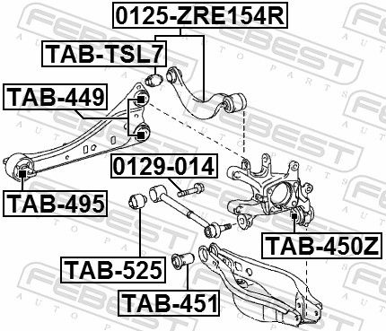 FEBEST Arm Bushes TOYOTA,LEXUS TAB-495 4872512600,4876002011,4876005010 Suspension Bushes,Wishbone Bushes,Control Arm-/Trailing Arm Bush 4876012010