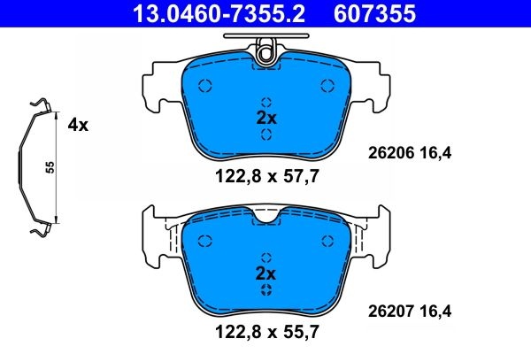 ATE Brake pad set VW,AUDI,SKODA 13.0460-7355.2 5WA698451A,5WA698451C,5WA698451F 5WA698451J,5WA698451K,5WA698451A,5WA698451C,5WA698451F,5WA698451J