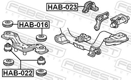 FEBEST Mounting, differential HONDA HAB-016 2402200XKZ17A,50713SH9000,50713SH9010  50713SJG000,50713SWA000,50722S2L000