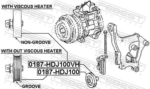 FEBEST Tensioner Pulley 0187-HDJ100HV Tensioner Pulley, v-ribbed belt TOYOTA,LAND CRUISER 100 (UZJ100)