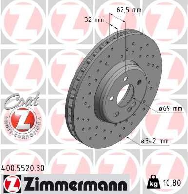 ZIMMERMANN Brake disc MERCEDES-BENZ 400.5520.30 0004212212,0004218700,A0004212212 Brake rotor,Brake discs,Brake rotors A0004218700