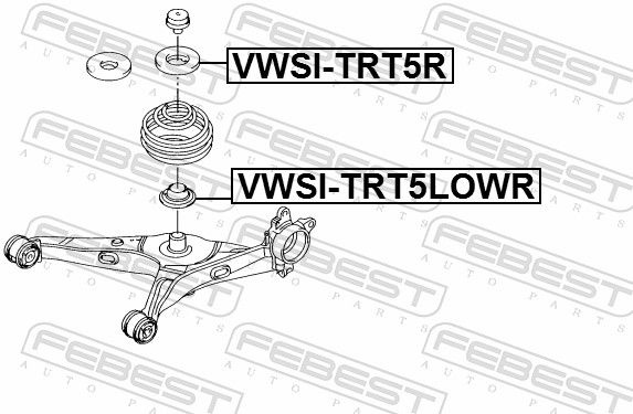 FEBEST Spring Cap Upper VWSI-TRT5R  VW,Transporter V Bus (7HB, 7HJ, 7EB, 7EJ, 7EF, 7EG, 7HF, 7EC),Multivan V (7HM, 7HN, 7HF, 7EF, 7EM, 7EN)