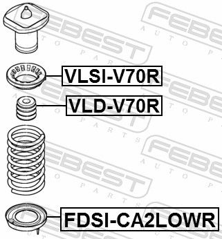 FEBEST Spring Cap Lower FDSI-CA2LOWR  VOLVO,V70 II (285),XC60 (156),V70 III (135),V60 (155, 157),S80 I (184),S60 II (134),XC70 II Kombi (136)