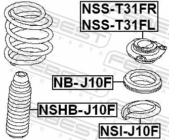 FEBEST Spring Cap Upper NSI-J10F  NISSAN,Qashqai / Qashqai +2 I (J10, NJ10),JUKE (F15),X-TRAIL (T31),Qashqai / Qashqai+2 I Van (J10, JJ10E)