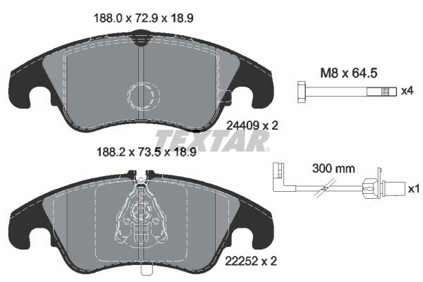 TEXTAR Brake pad set AUDI 2440903 4G0698151,4G0698151AA,4G0698151AH 4G0698151D,4G0698151L,8K0698151C,8K0698151L,8R0698151A,8R0698151S,4G0698151
