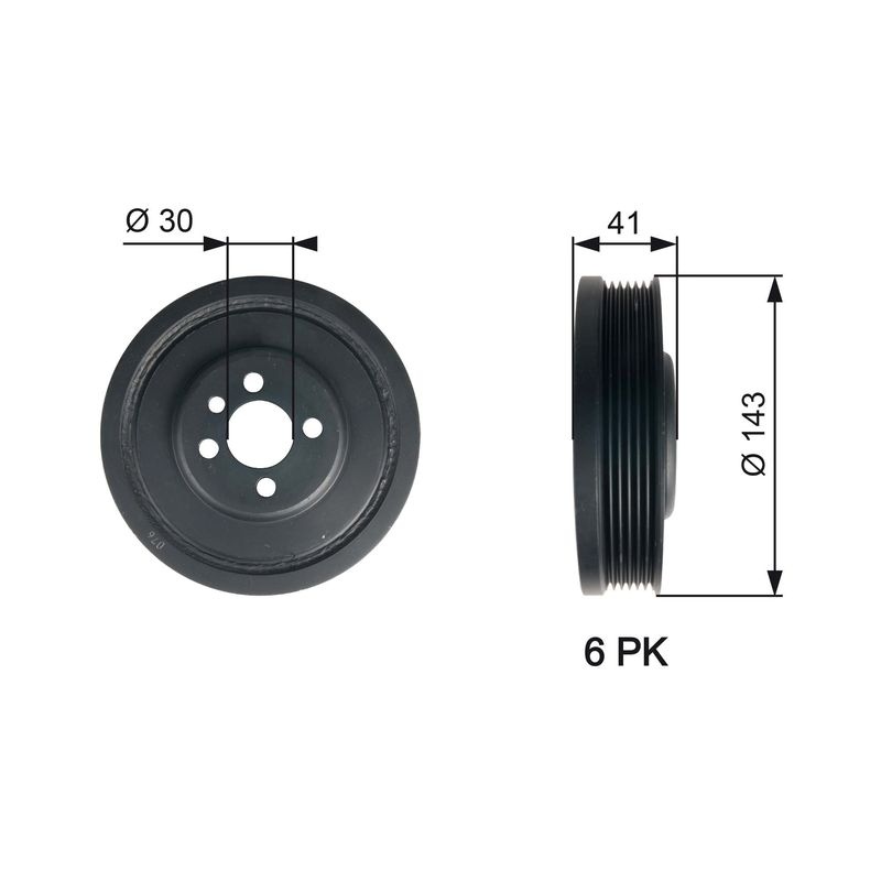 GATES Crankshaft Pulley VW,AUDI,FORD TVD1001 038105243E,03G105243,03G105243C Belt Pulley, crankshaft 04L105243,68001304AA,04L105243,68001304AA,1315782