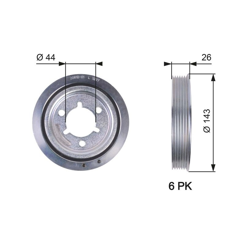 GATES Crankshaft Pulley PEUGEOT,CITROËN TVD1055 0515N0,0515P1,0515R8 Belt Pulley, crankshaft 96369244,9636924480,96506533,9650653380,0515N0,0515R8
