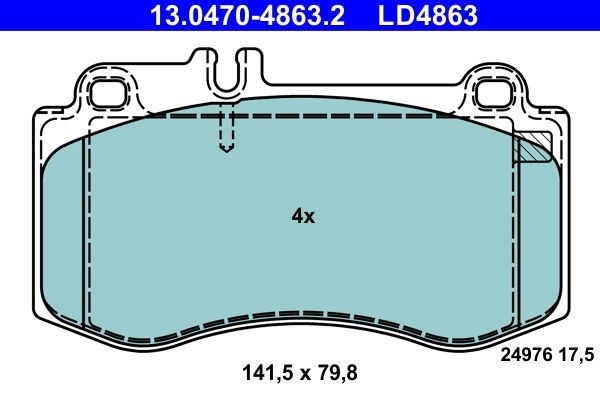 Bromsbelaggssats Skivbroms 13047048632 Ate Mercedes-Benz Ate 13047048632 Storlek 2