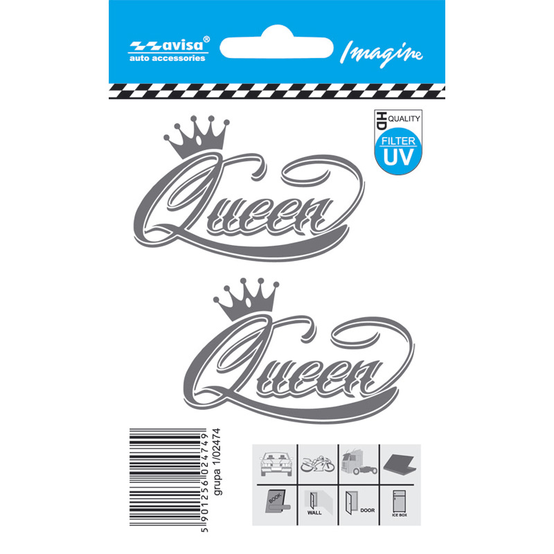 Car Tattoo Sticker QUEEN 2pcs - 6.3x4cm