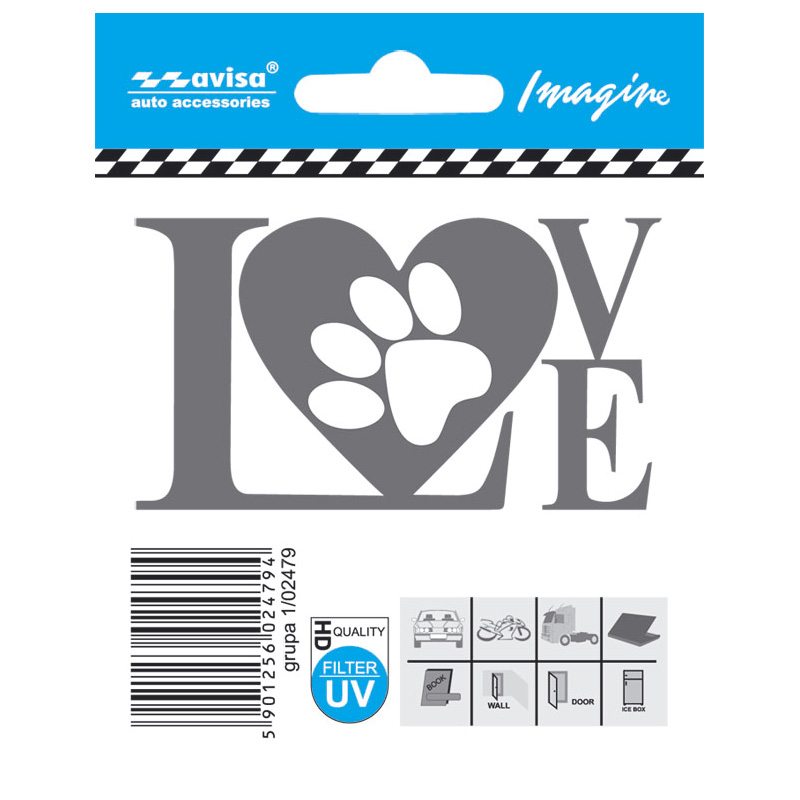 Car Tattoo Sticker LOVE paw - 7.7x4.4cm