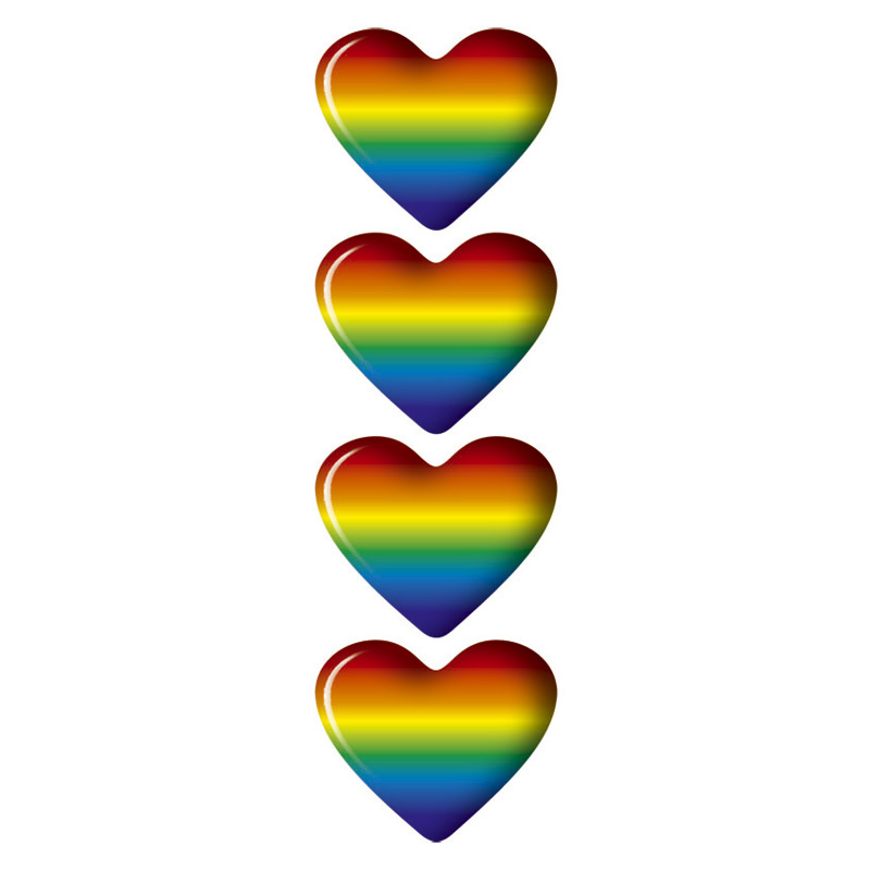 Car Tattoo Sticker Heart 3D rainbow - 2.8x2.3cm