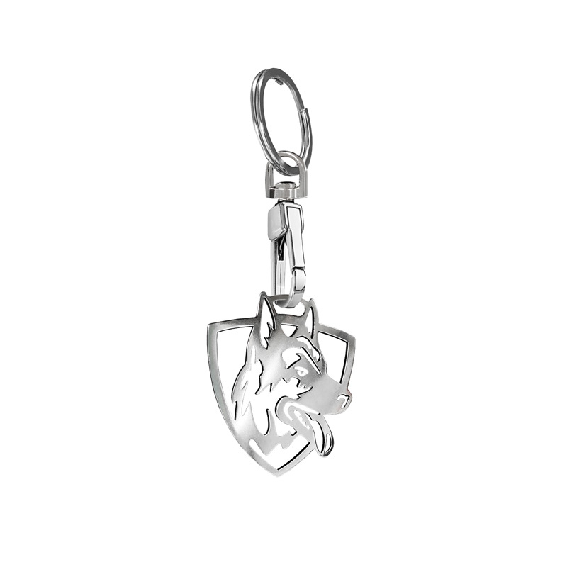 Stainless steel keychain - 'Sheperd dog' (Silver)