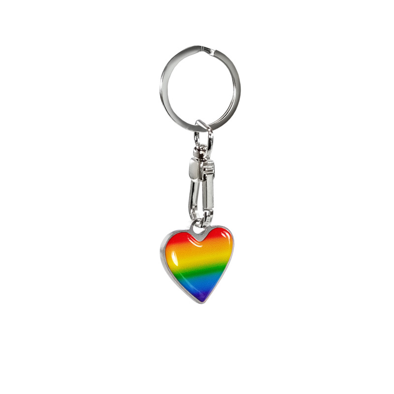 Stainless steel keychain - 'Heart' Rainbow