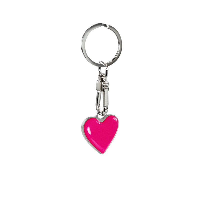 Stainless steel keychain - 'Heart' Pink