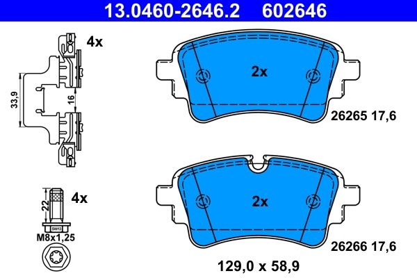 ATE Brake pad set excl. wear warning contact 13.0460-2646.2 Brake pads,Brake pad set, disc brake AUDI,A4 B9 Avant (8W5, 8WD),A5 Sportback (F5A)
