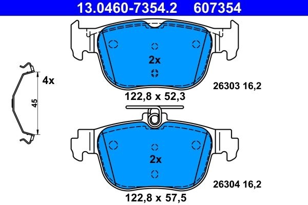 ATE Brake pad set VW,AUDI,SKODA 13.0460-7354.2 5WA698451E,5WA698451G,5WA698451E 5WA698451G,8Y0698451C,5WA698451G,5WA698451,5WA698451E,5WA698451G