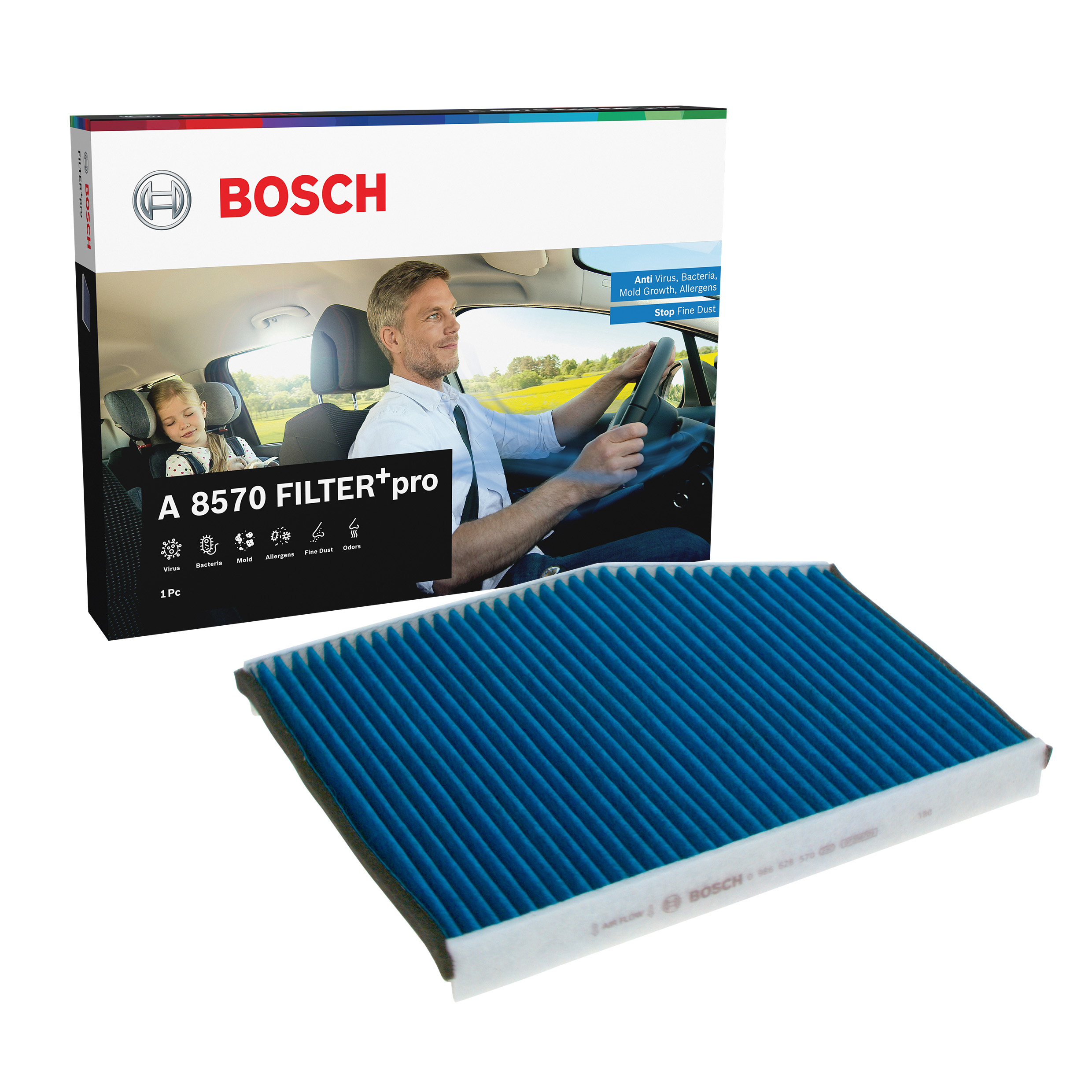 BOSCH Pollen filter FILTER+pro with fungicidal effect 0 986 628 570 Filter, interior air,Cabin filter FORD,Transit Mk7 Kastenwagen (V363, FCD, FDD)