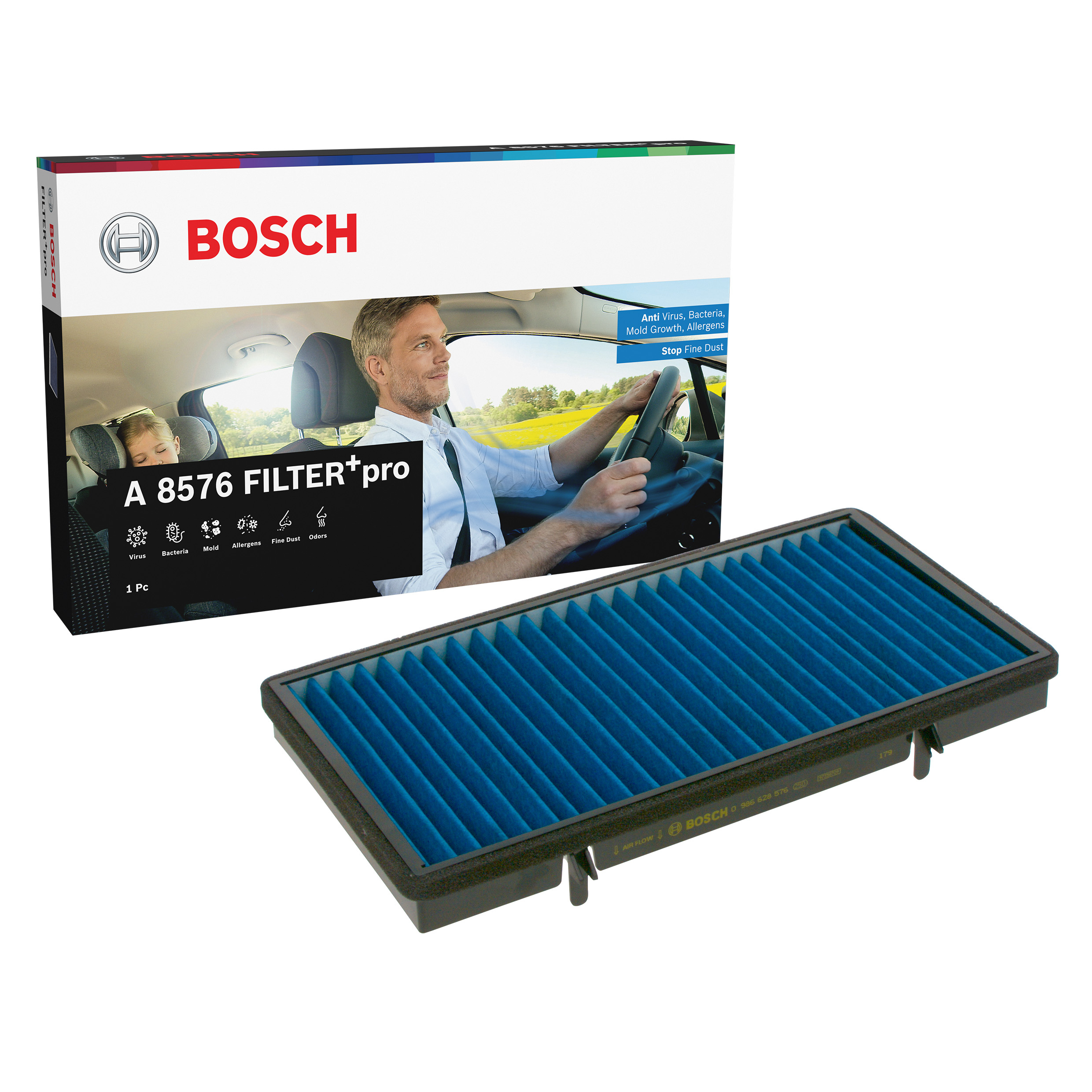 BOSCH Pollen filter FILTER+pro with fungicidal effect 0 986 628 576 Filter, interior air,Cabin filter OPEL,RENAULT,NISSAN,Vivaro A Kastenwagen (X83)