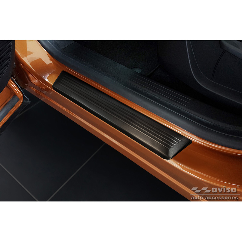 Black stainless steel Door sills suitable for Renault Captur II 2020- 'Lines' - 4-piece