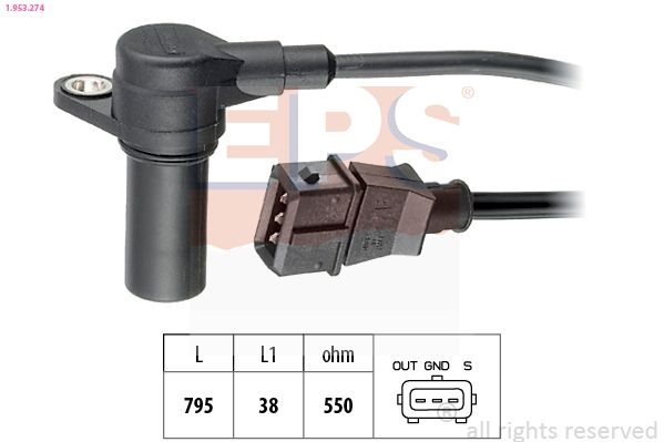 Sensor, crankshaft pulse Made in Italy - OE Equivalent 1.953.274 EPS Facet