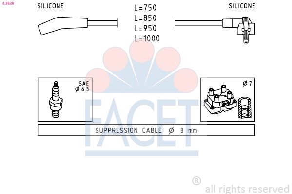 Ignition Cable Kit Made in Italy - OE Equivalent 4.9639 Facet