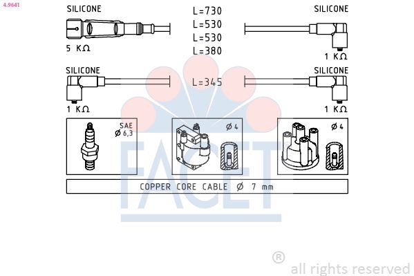 Ignition Cable Kit Made in Italy - OE Equivalent 4.9641 Facet