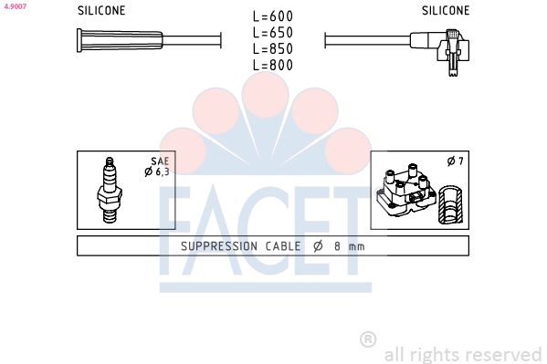 Ignition Cable Kit Made in Italy - OE Equivalent 4.9007 Facet