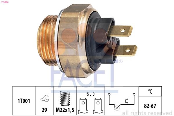 Temperature Switch, radiator fan Made in Italy - OE Equivalent 7.5004 Facet