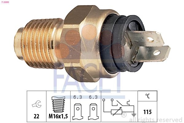 Sensor, coolant temperature Made in Italy - OE Equivalent 7.3500 Facet