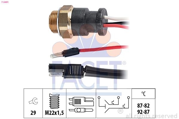 Temperature Switch, radiator fan Made in Italy - OE Equivalent 7.5601 Facet