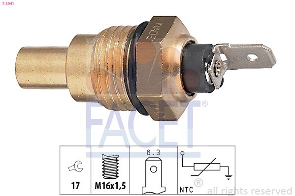 Sensor, Coolant Temperature Made In Italy - OE Equivalent 7.3041 Facet