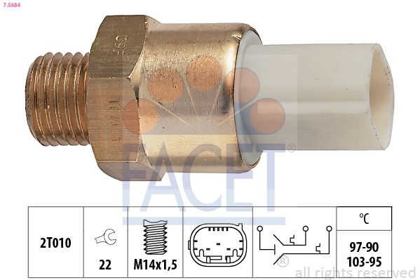 Temperature Switch, radiator fan Made in Italy - OE Equivalent 7.5684 Facet