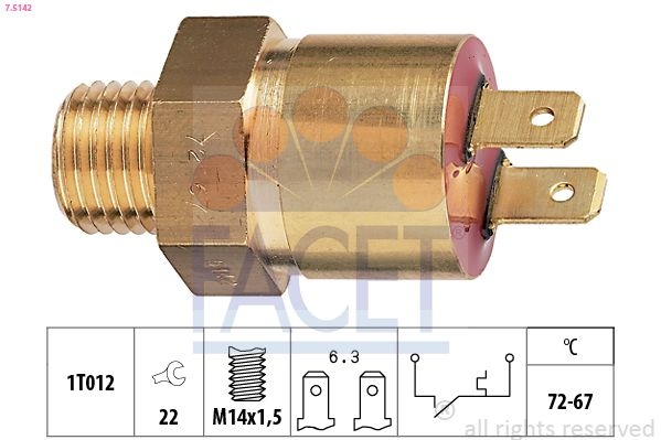 Temperature Switch, radiator fan Made in Italy - OE Equivalent 7.5142 Facet