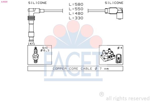 Ignition Cable Kit Made in Italy - OE Equivalent 4.9559 Facet