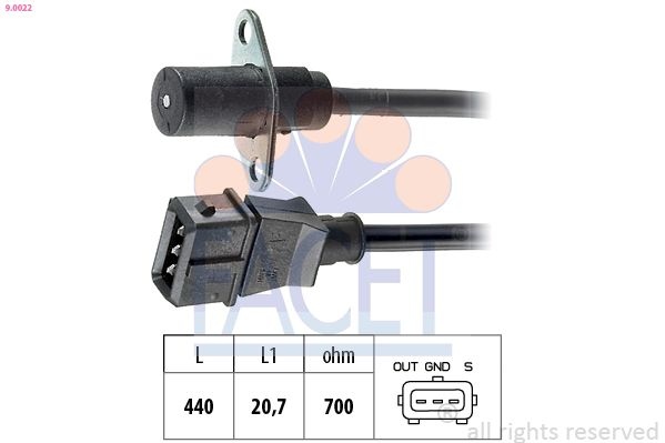 Sensor, crankshaft pulse Made in Italy - OE Equivalent 9.0022 Facet