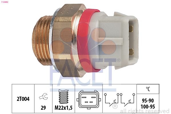 Temperature Switch, radiator fan Made in Italy - OE Equivalent 7.5682 Facet