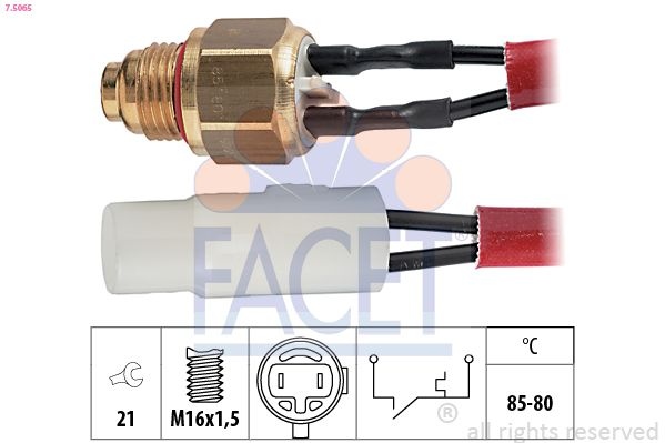 Temperature Switch, radiator fan Made in Italy - OE Equivalent 7.5065 Facet