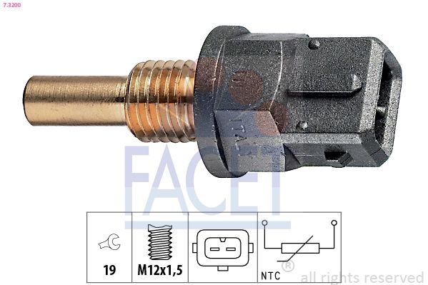 Sensor, coolant temperature Made in Italy - OE Equivalent 7.3200 Facet