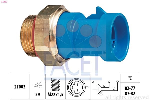 Temperature Switch, radiator fan Made in Italy - OE Equivalent 7.5653 Facet