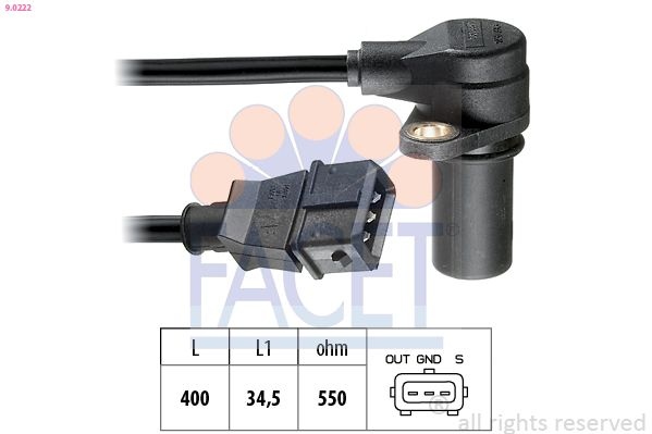 Sensor, crankshaft pulse Made in Italy - OE Equivalent 9.0222 Facet