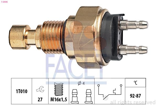 Temperature Switch, radiator fan Made in Italy - OE Equivalent 7.5036 Facet