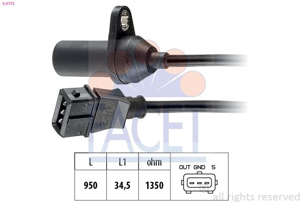 Sensor, crankshaft pulse Made in Italy - OE Equivalent 9.0175 Facet