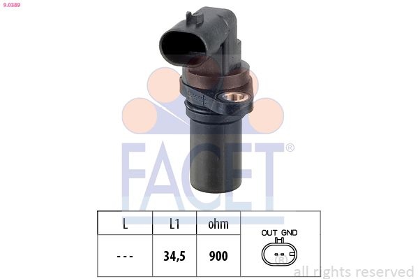 Sensor, crankshaft pulse Made in Italy - OE Equivalent 9.0389 Facet