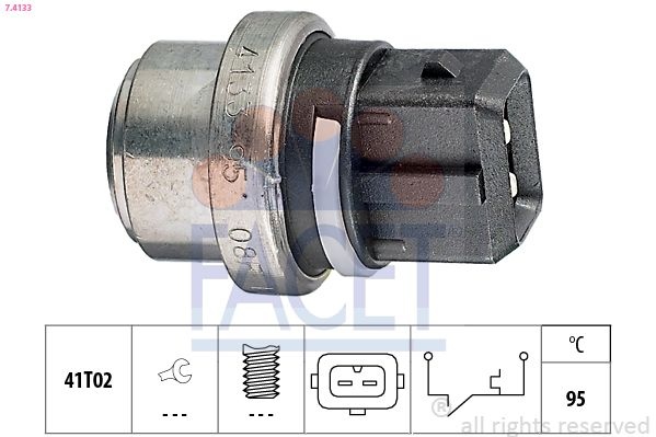 Temperature Switch, Coolant Warning Lamp Made In Italy - OE Equivalent 7.4133 Facet