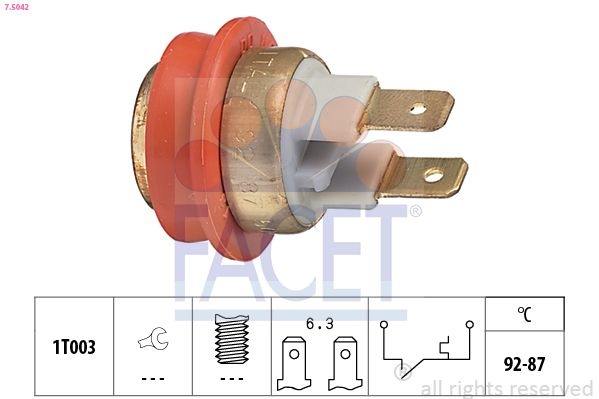 Temperature Switch, radiator fan Made in Italy - OE Equivalent 7.5042 Facet